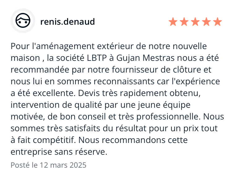 Avis client création d’allée à Gujan Mestras