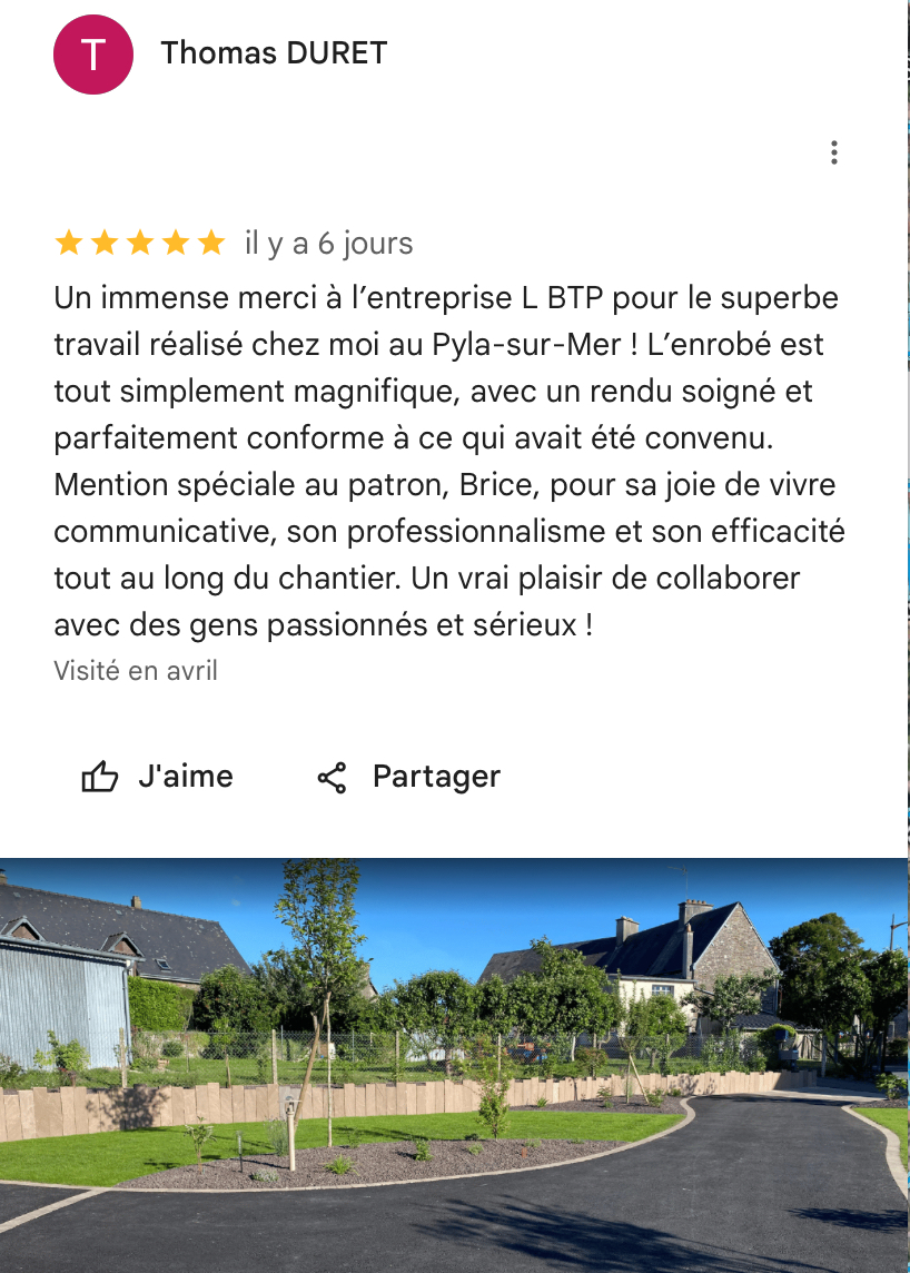 Avis Création d’allées à Pyla-sur-Mer