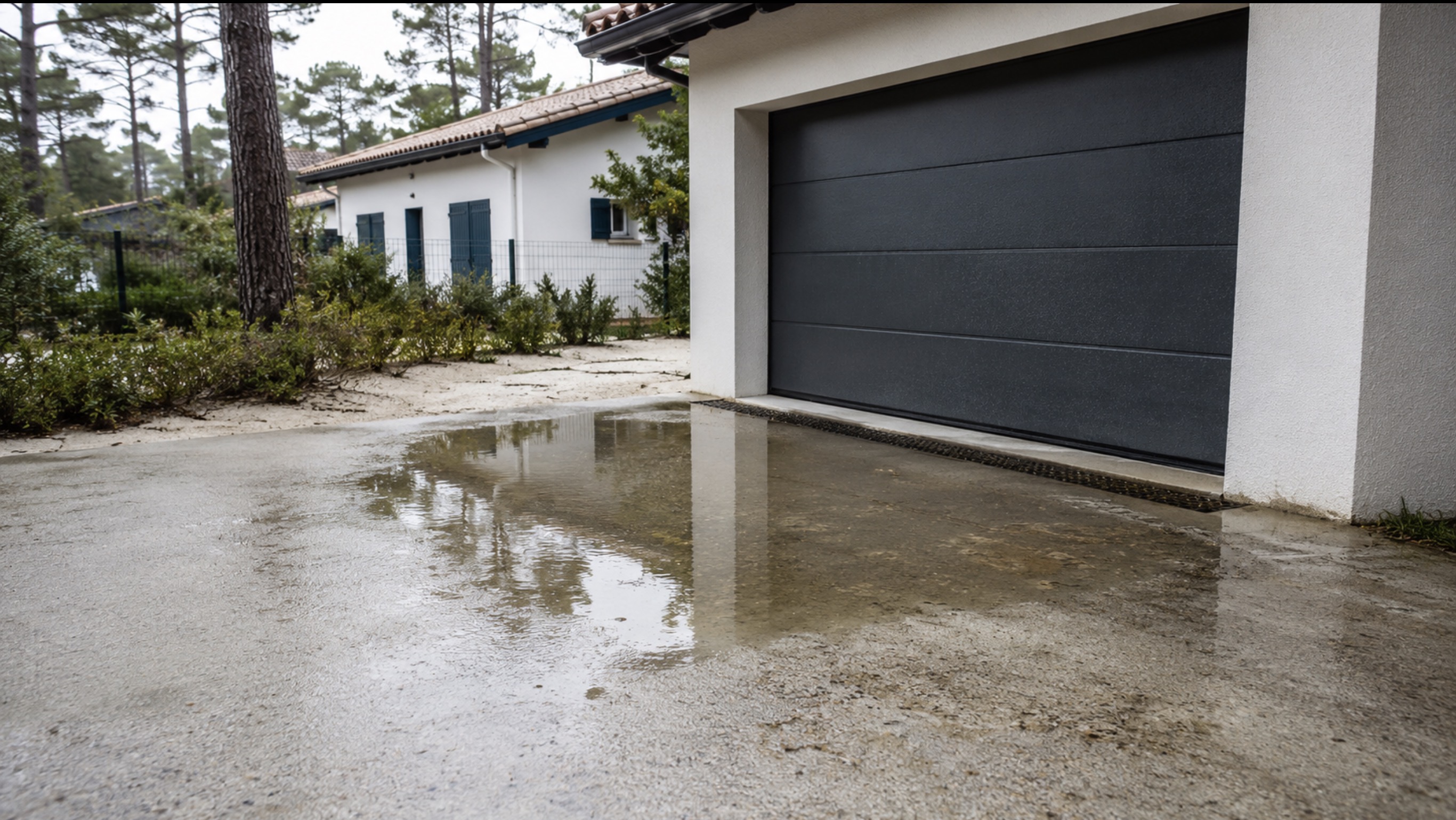 Eau stagnante devant garage : que faire ?